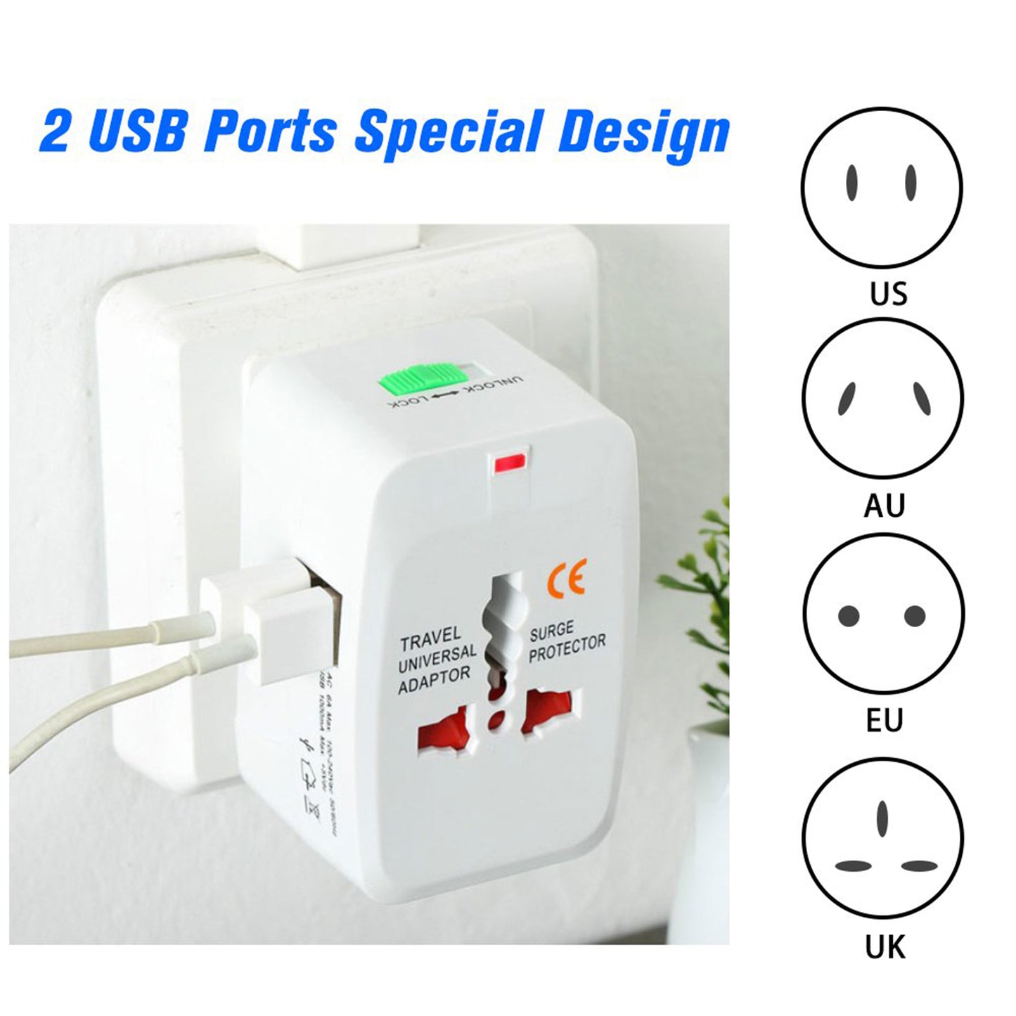 All-in-one Universal Worldwide Travelling Ac Adaptor Plugs