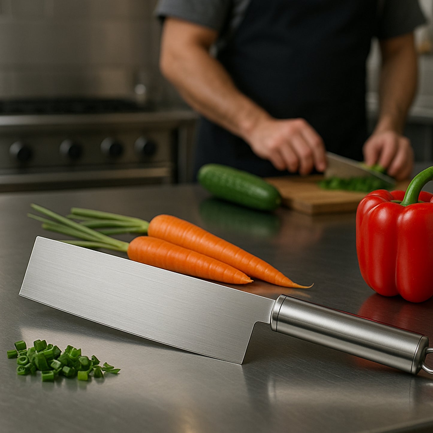 Professional-grade Stainless Steel Vegetable Cleaver Knife