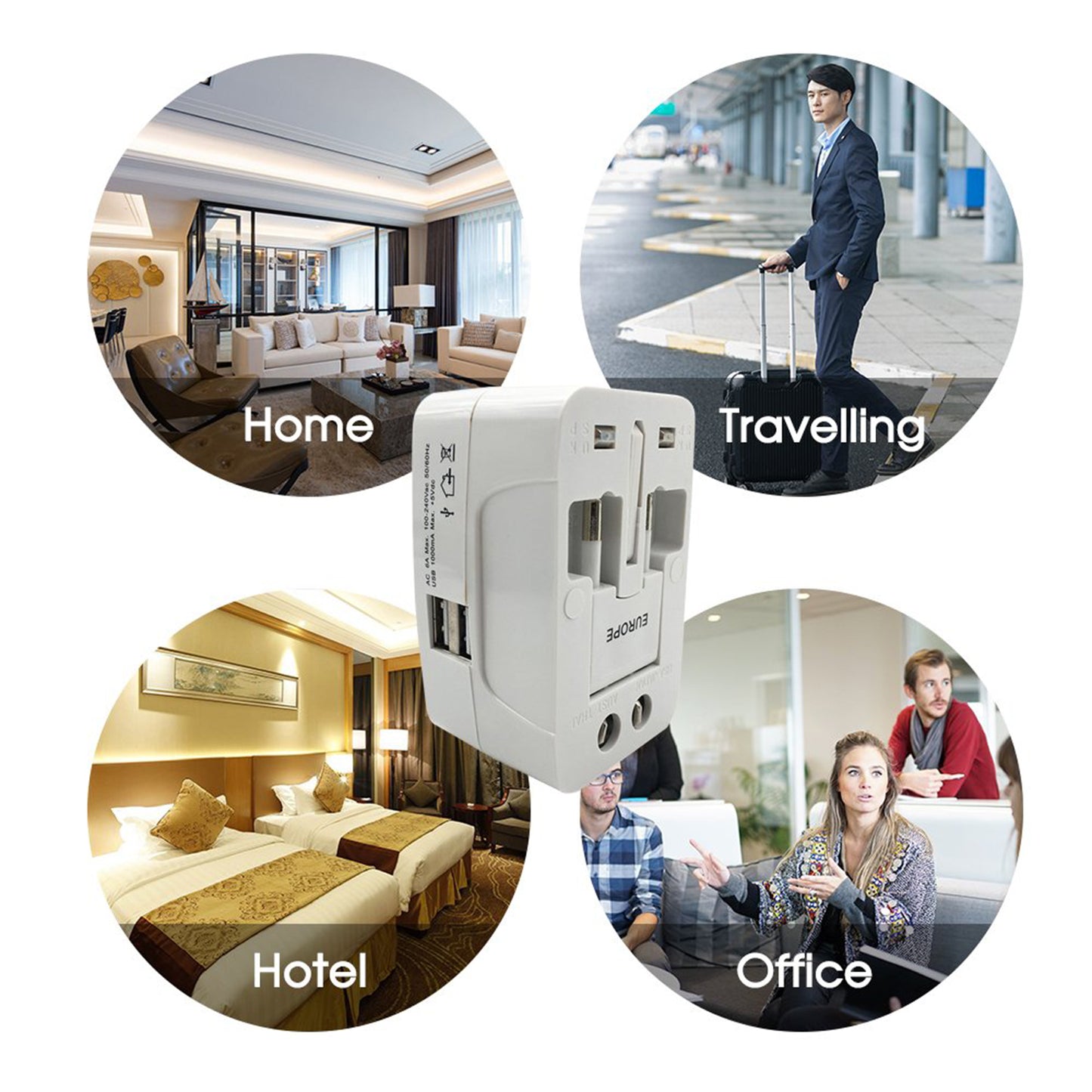 All-in-one Universal Worldwide Travelling Ac Adaptor Plugs