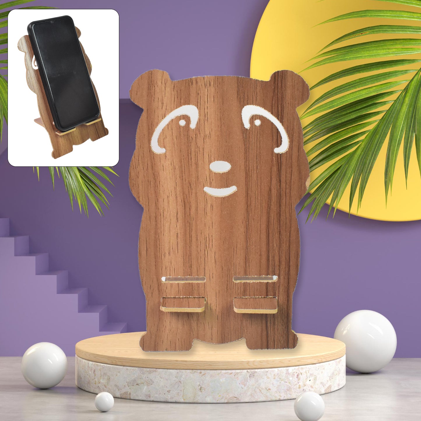 Wooden Cartoon Shape Design Mobile Stand